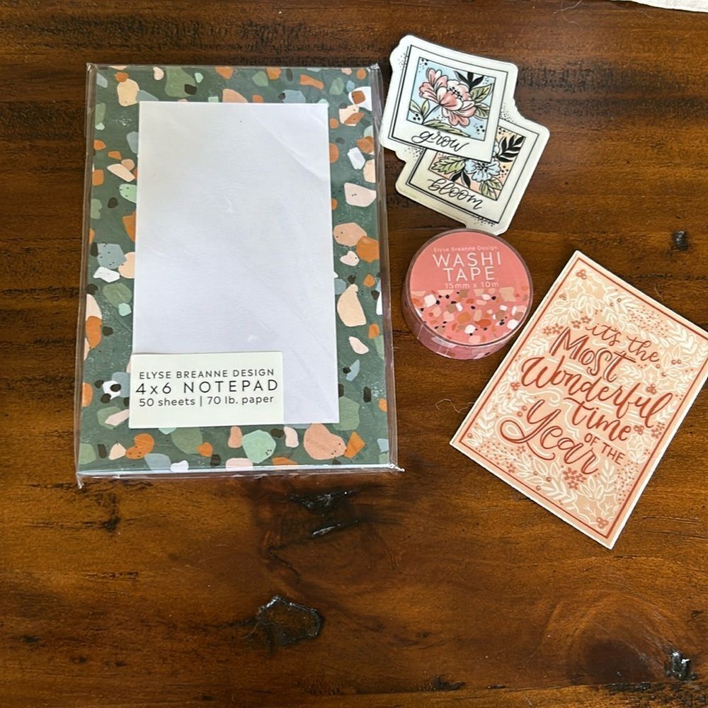 Note pad washi tape and 2 stickers all new